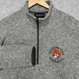 Oklahoma State Cowboys Quarter Zip Fleece Pullover Men's Size L Heather Gray